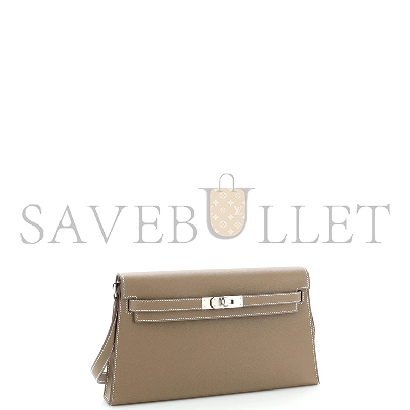 HERMÈS MASTER KELLY ELAN MADAME ELEPHANT GREY SILVER BUCKLE SHOULDER BAG (27.5*15*5cm)